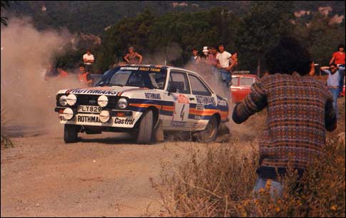 Ари Ватанен на трассе ралли Сан-Ремо за рулем Ford Escort 1800RS