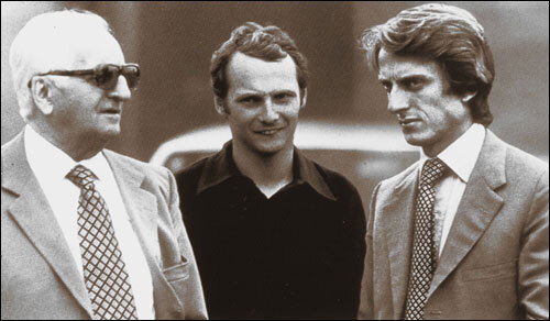 Энцо Феррари, Ники Лауда и Лука ди Монтедземоло. Конец 1973 года