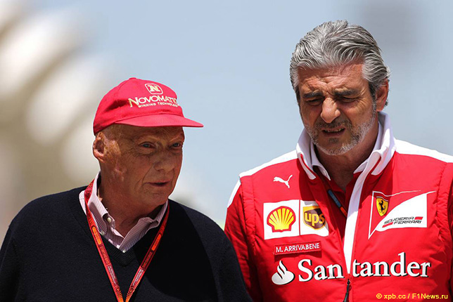 Ники Лауда и Маурицио Арривабене, руководитель команды Ferrari