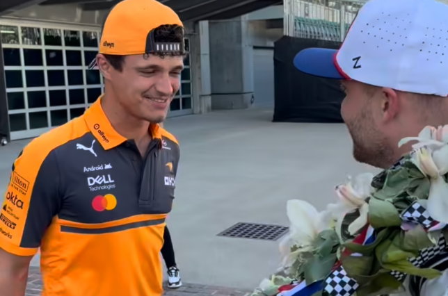 Ландо Норрис поздравляет Феликса Розенквиста с победой в Indy 500, фото из социальных сетей