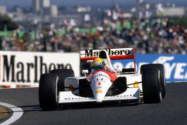 Айртон Сенна за рулём McLaren MP4/6 на трассе в Сузуке, фото XPB