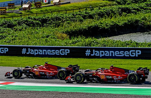 Шарль Леклер и Карлос Сайнс на трассе Гран При Японии, фото пресс-службы Ferrari